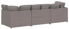 Sofá modular com almofadas tecido castanho-acinzentado