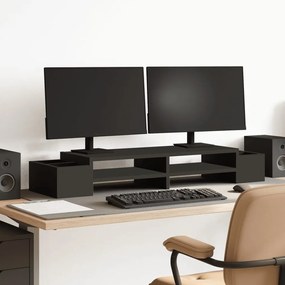 vidaXL Suporte monitor arrumação 100x27x15cm derivados madeira preto