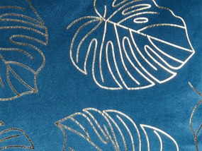 Conjunto de 2 almofadas decorativas veludo azul e dourado 45 x 45 cm MONSTERA Beliani