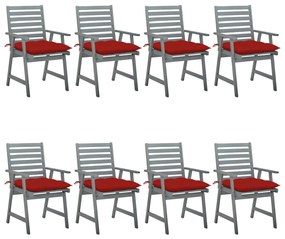 Cadeiras de jantar exterior c/ almofadões 8 pcs acácia maciça