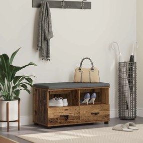 vidaXL Banco de Hall com almofada Madeira antiga 80 x 38 x 46 cm