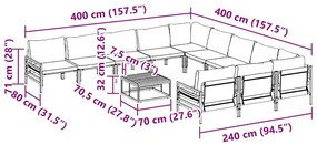 Conjunto de Sofá de Jardim 12 pcs Cinzento-escuro Aço