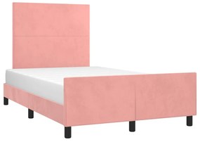 Estrutura de cama com colchão 120x190 cm veludo rosa