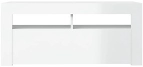 Móvel de TV com luzes LED 90x35x40 cm branco brilhante