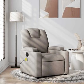 vidaXL Poltrona de massagens reclinável tecido cinzento-acastanhado