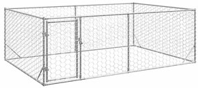 Canil exterior para cães com porta 3x2x1 m aço galvanizado
