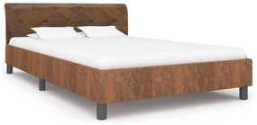 Estrutura de cama 140x200 cm camurça artificial castanho