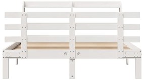 Estrutura de cama c/ cabeceira 150x200 cm pinho maciço branco