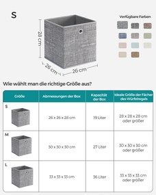Conjunto de 6 Caixa de armazenamento 26 cm, cinza mesclado