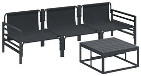 Conjunto de Sofá de Jardim 4 pcs Cinzento-escuro Aço