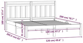Estrutura de cama 120x200 cm madeira de pinho maciça