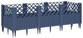 Vaso/floreira de jardim c/ estacas 123,5x43,5x43,5 cm PP cinzento azul
