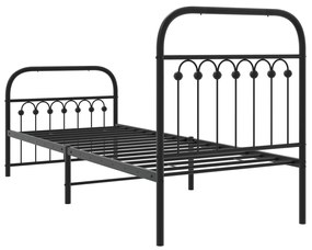 Estrutura de cama com cabeceira e pés 80x200 cm metal preto