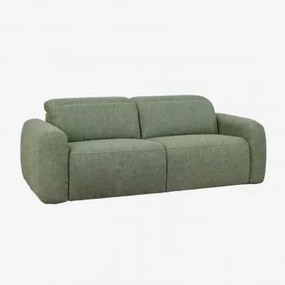 Sofá De 2 Lugares Reclinável E Elétrico Estofado Peggy Bouclé Verde Sálvia - Sklum