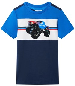 T-shirt para criança azul e azul-marinho 128