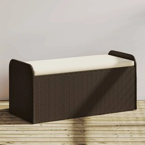 vidaXL Banco de arrumação com almofadão 115x51x52 cm vime PE castanho