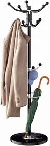 Cabide Porta-casacos preto de 173 cm com base em mármore preto