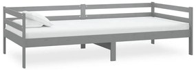 Sofá-cama com colchão 90x200 cm pinho maciço cinzento