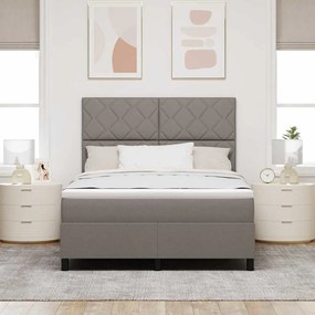 Cama Box com Colchão e Luz LED Taupe – 140x190 cm Tecido