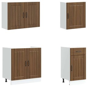 7 peças armário de cozinha conjunto Lucca carvalho castanho