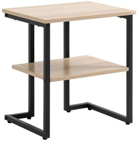 HOMCOM Mesa Auxiliar 2 Níveis Sala Estar Dormitório Escritório Estilo Moderno Funcional Compacta 45x35x48cm Madeira Preto