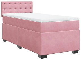Cama com Molas/Colchão e Luzes Led - 90x190 cm - Veludo Rosa