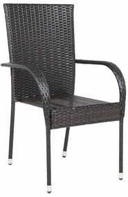 Cadeiras de exterior empilháveis 2 pcs vime PE castanho