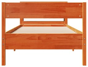 Cama sem colchão 90x190 cm madeira de pinho maciça castanho-mel