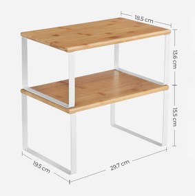 Conjunto de 4 organizadores de cozinha em metal e bambu branco-natural