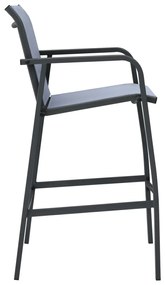 Cadeiras de bar para jardim 2 pcs textilene cinzento