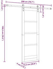 Porta Deslizante vidaXL com Conjunto de Ferragens Branco 73.5x198.5 cm