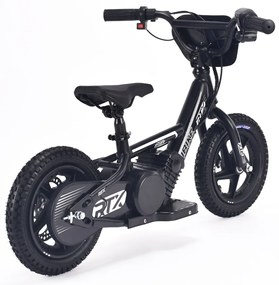 Bicicleta eléctrica para crianças RIRIBIKE RTX3 24V (12"), bateria de lítio, motor de 100W, travão de disco, assento ajustável em PU macio Preta