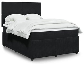 vidaXL Cama com molas/colchão 140x200 cm veludo preto