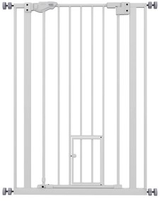 Pawhut Barreira de Segurança para Animais de 104 cm de Altura Porta de Fecho Automático e Sistema de Duplo Travamento Sem Perfuração | Aosom Portugal