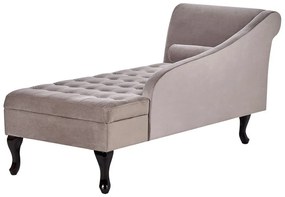 Chaise-longue à esquerda com arrumação em veludo taupe PESSAC Beliani