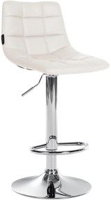 Conjunto de 2 bancos altos Jerry em couro sintético com estrutura cromada 87-108,5 x 43 x 46,5 cm Branco