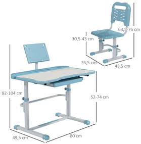ZONEKIZ Conjunto de Secretária e Cadeira para Crianças de 6-12 Anos Se
