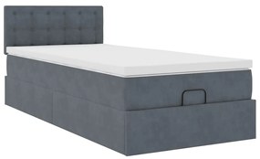 Estrutura cama otomana colchão 90x190 cm veludo cinzento escuro