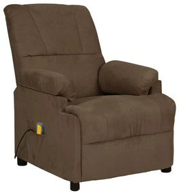 324052 vidaXL Poltrona de massagens reclinável camurça artificial castanho