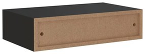 Prateleira de parede com gaveta MDF 40x23,5x10 cm preto