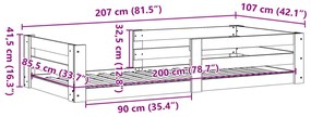 Cama sem colchão 100x200 cm madeira de pinho maciça branco