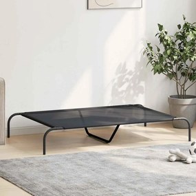 Cama para cães elevada 130x80x20 cm Textilene e aço preto