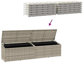 Caixa de arrumação p/ jardim 220x50x58 cm vime PE cinza-claro