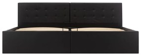 Cama hidráulica c/ arrumação 180x200cm couro artificial preto