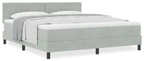 Camas Box Spring vidaXL com Colchão Cinzento Claro Veludo Super King