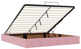 Estrutura de cama otomana sem colchão 180x200 cm veludo rosa