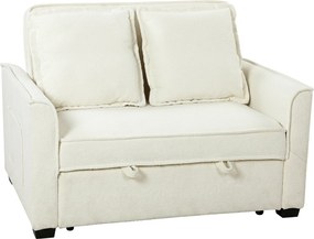 HOMCOM Sofá-Cama 2 Lugares 3 em 1 com Encosto Ajustável Bolsos Laterais 2 Almofadas para Sala Creme | Aosom Portugal