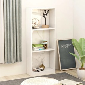 vidaXL Estante 3 prat. 40x24x109cm madeira processada branco brilhante
