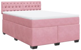 Cama com molas/colchão 160x200 cm veludo rosa