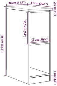 Armário de arrumação de garagem betão cinzento 30x51x85 cm